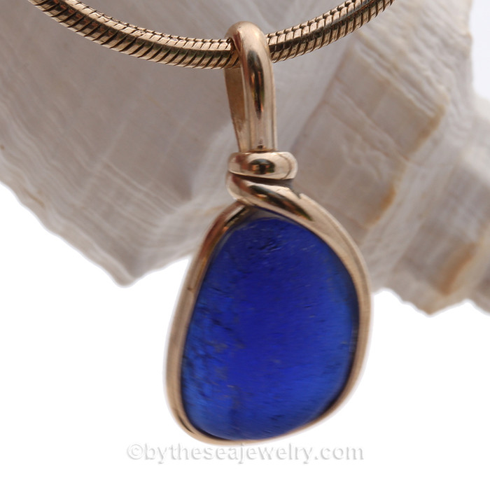 Small Blue sea glass pendant
