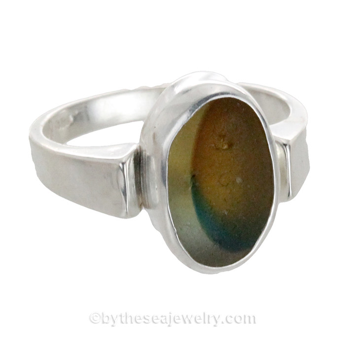 Sea Glass In Sterling Ring