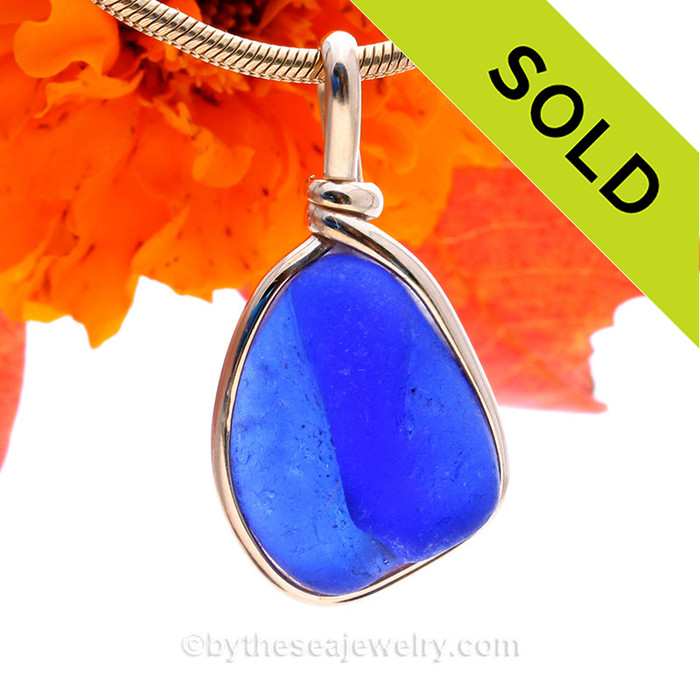 Blue Campfire Genuine Sea Glass Pendant 