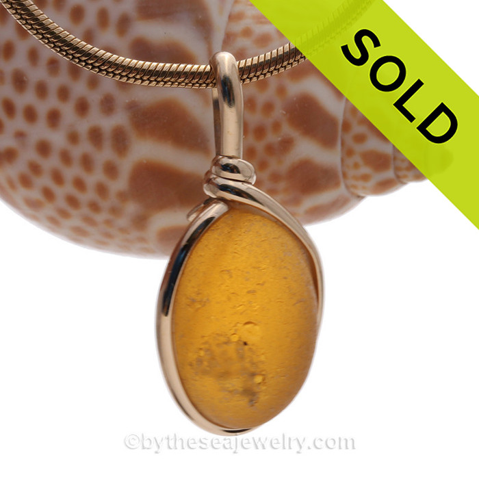 Electric Yellow Sea Glass Pendant 