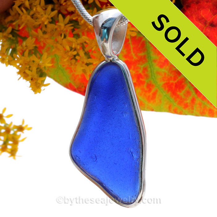  Blue Genuine Sea Glass In Deluxe Sterling Bezel© Pendant