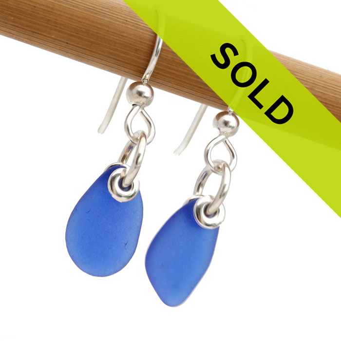 Sorry this pair of blue sea glass earrings has sold!