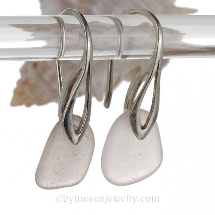 Pale Peach Depression Era Sea Glass Earrings