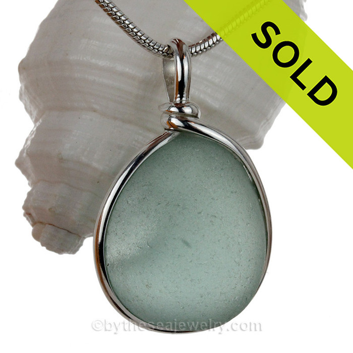 Seafoam Green Genuine Sea Glass Pendant In Sterling