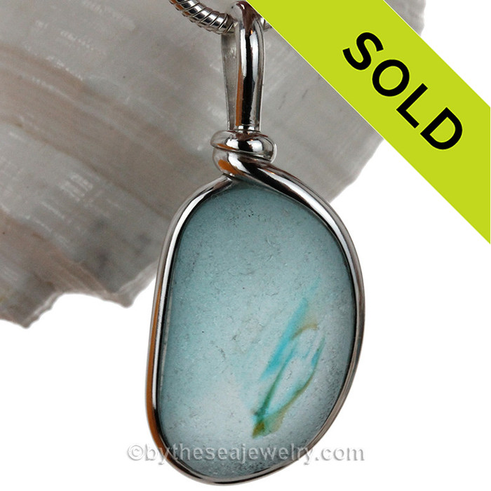 English Sea Glass Pendant In Sterling 
