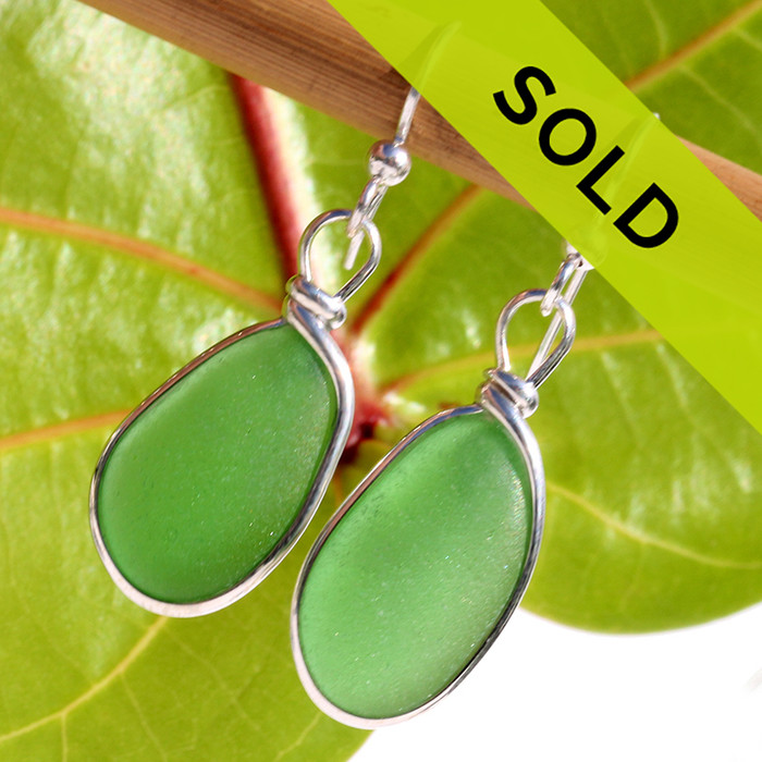 These perfect green sea glass earrings have sold!