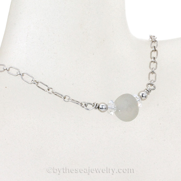 sea glass and crystal necklace