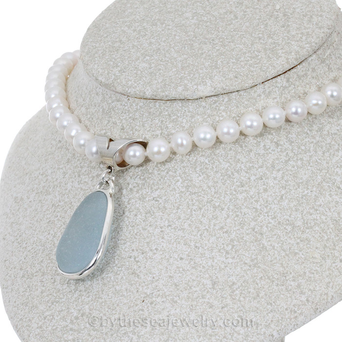 Sea Glass and real pearls on this love and feminine sea glass necklace.