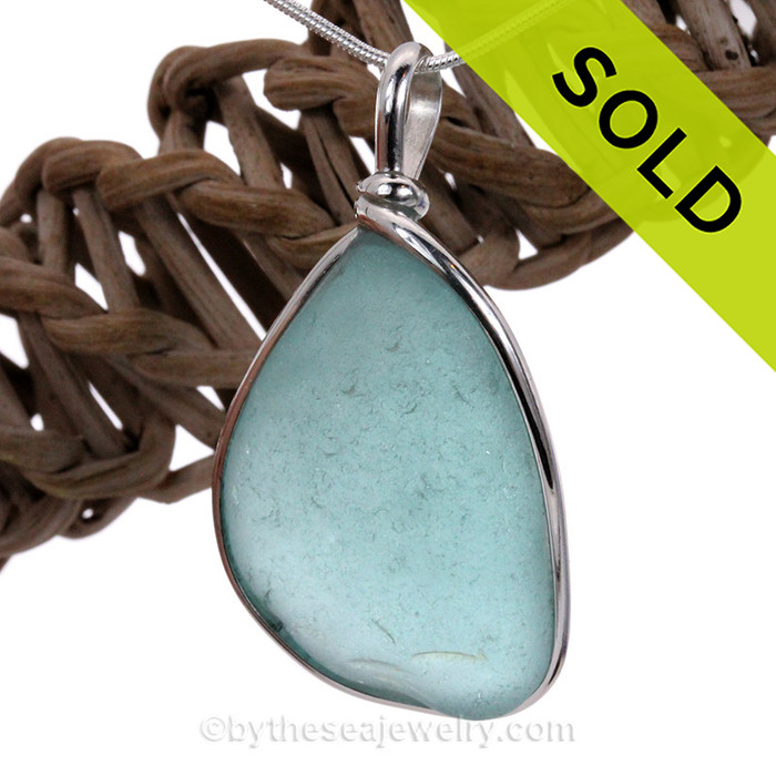 Aqua Genuine Sea Glass Pendant