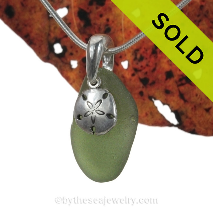 Seaweed Green Sea Glass Necklace