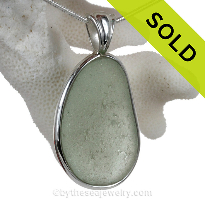 Large Seafoam Genuine Sea Glass in our Deluxe Wire Bezel© setting.