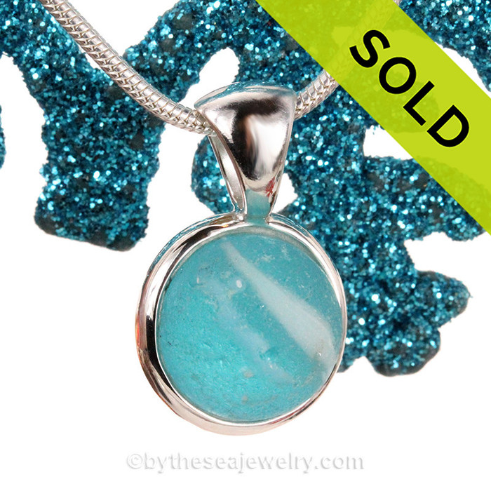 Aqua Sea Glass Casteye Marble