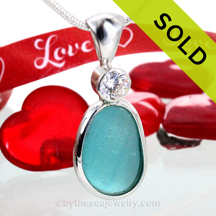 Aqua Blue Sea Glass Pendant