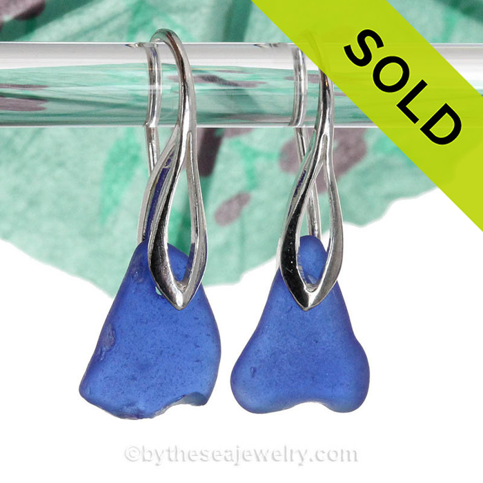 Cobalt Blue Sea Glass Earrings