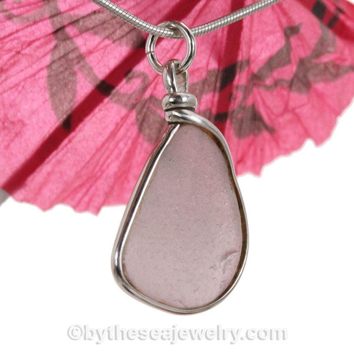 Pale Lavender Sun Glass In Original Wire Bezel© Pendant