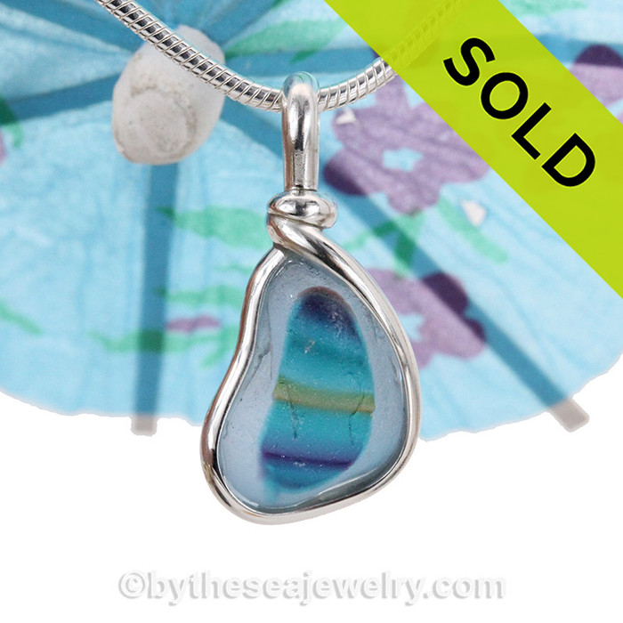 Art for Arts Sake - Super Ultra Petite Rare 4+ Color Multi Sea Glass in our Original Wire Bezel© Pendant Setting.