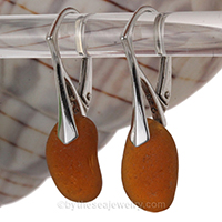 brown sea glass earrings on sterling leverbacks