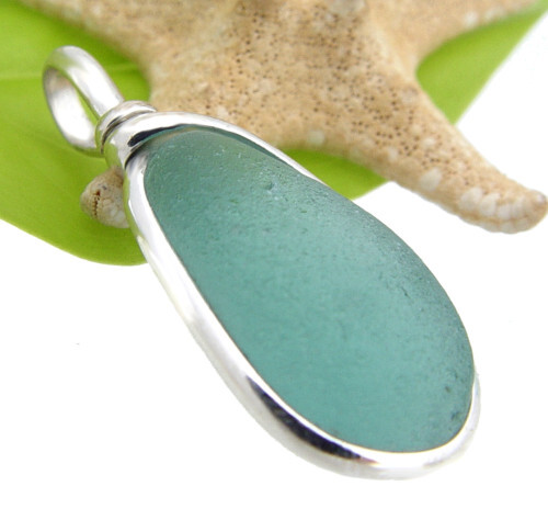 sea-glass-pendants-by-the-sea-jewelry.- blue in silver and gold bezel