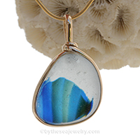 ultra rare mixed sea glass pendant in gold bezel