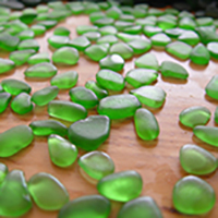 Sorting Green Sea Glass For Earrings