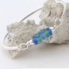 Stunning light blue and vivid aqua sea glass on our best sterling bangle