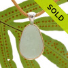  HUGE Seafoam Green Sea Glass In Deluxe Tiffany Setting With 14K Vermeil Mesh Chain INCLUDED 