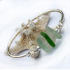 Custom sea glass bangle bracelet with customer upplied sea glass