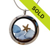 Carolina Stars In The Sky - Blue Sea Glass Locket With Starfish - September Birthstone
Sorry this sea glass jewelry piece has been sold!