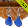 Cobalt blue Sea Glass Earrings in our signature Original Wire Bezel© in sterling silver.
SORRY - this Sea Glass Jewelry selection is NO LONGER AVAILABLE.