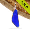 A long intense cobalt blue Sea Glass Pendant set in 14K Rolled Gold, a great pendant for a necklace.
SOLD - Sorry this Sea Glass Jewelry selection is NO LONGER AVAILABLE!