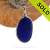 A vivid LARGE and perfect rich cobalt blue Sea Glass In Deluxe Sterling Triple Wire Necklace Pendant.
SOLD - Sorry this Rare Sea Glass Pendant is NO LONGER AVAILABLE!