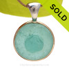 Interesting Aqua Apothecary Stopper Top sea glass set for a necklace in our Tiffany Deluxe Sea Glass Bezel© in 14K Rolled Gold and Sterling Bezel.
SOLD - Sorry this Ultra Rare Sea Glass Pendant is NO LONGER AVAILABLE!