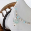 A simple white and aqua sea glass anklet with real pearls for your beach trips this summer.
Great for beach brides too!