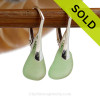 Yellowy Seafoam Green beach found sea glass pieces set on Solid Sterling Silver Leverback Earrings. 