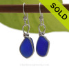 Petite Thick Vivid Cobalt Blue Sea Glass Earrings in our Original Wire Bezel© Sterling Silver setting.
SOLD - Sorry these Rare Sea Glass Earrings are NO LONGER AVAILABLE!