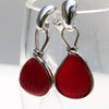 It is hard to capture the beauty of these perfect red sea glass earrings
