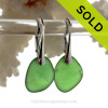 Stunning and Vivid Beach Found Green Sea Glass Earrings on Solid Sterling Silver Leverbacks.
Simple and elegant with genuine sea glass pieces.