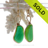 JADEITE GREEN SEA GLASS EARRINGS. Our original Wire Bezel ©2000 Setting lets all the beauty of these beauties shine in an elegant classic setting! 