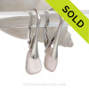 Petite Soft Peach Depression Era Beach Found Sea Glass Earrings on Sterling Leverback Earrings.