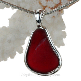 Ridged Red Channel Marker Sea Glass Pendant 