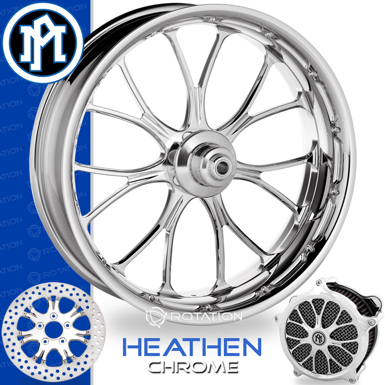 Performance Machine PM Heathen Chrome Custom Motorcycle Wheel