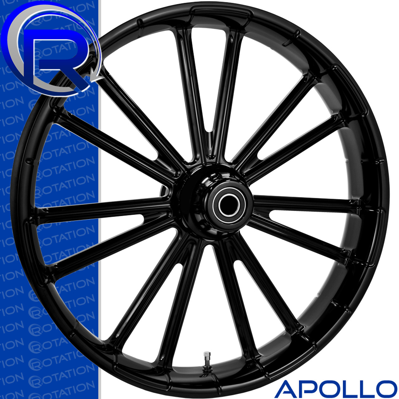 Rotation Apollo Gloss Black Custom Motorcycle Wheel Rotation Apollo Gloss Black Custom Motorcycle Wheel