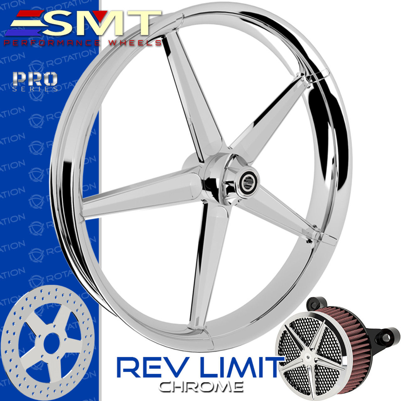 SMT Machining  Rev Limit Chrome Custom Motorcycle Wheel SMT Machining  Rev Limit Chrome Custom Motorcycle Wheel