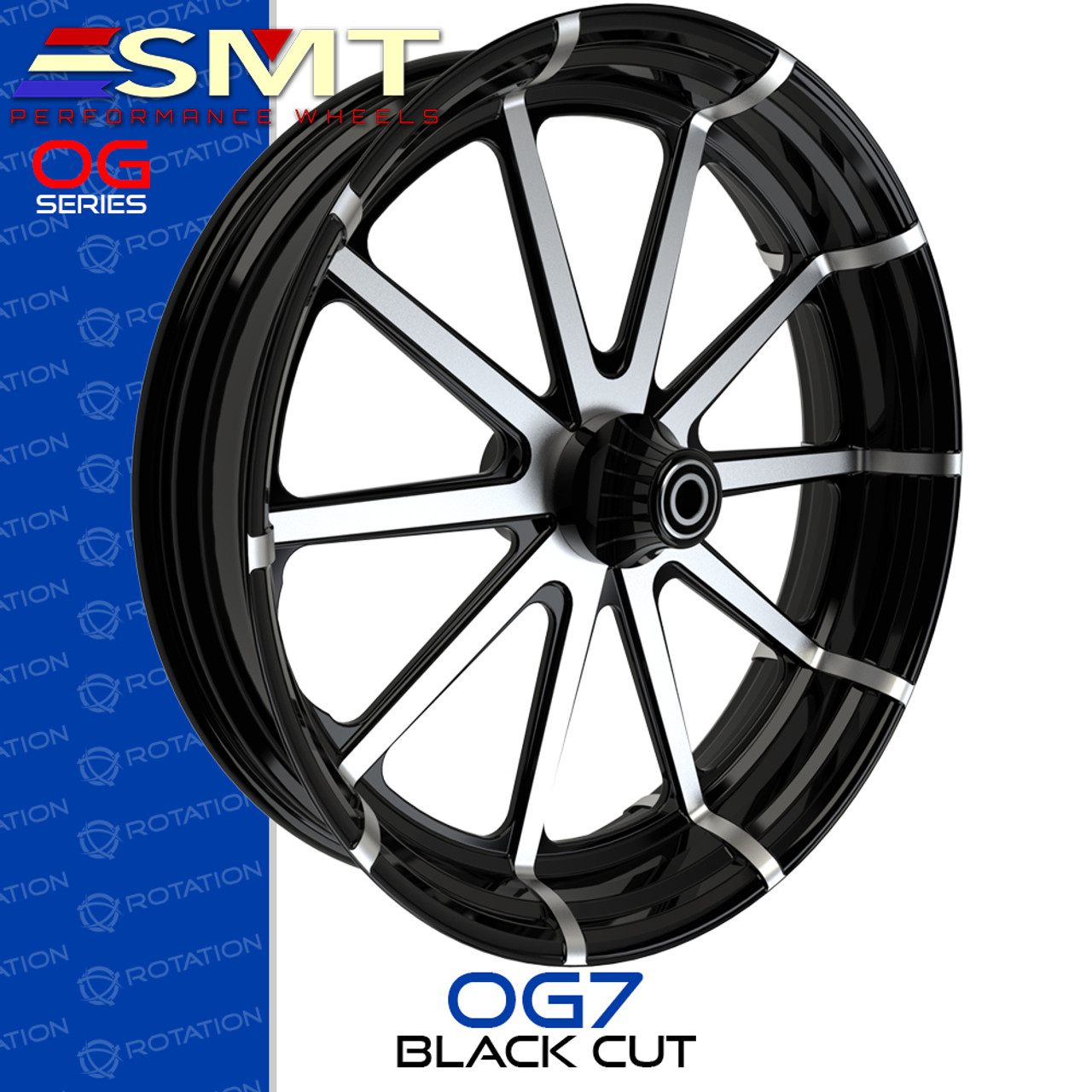 SMT Machining OG7 Black Cut Custom Motorcycle Wheel SMT Machining OG7 Black Cut Custom Motorcycle Wheel