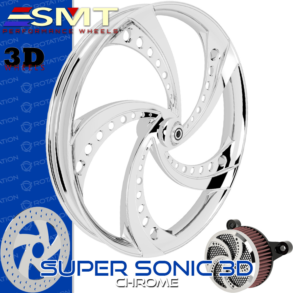 SMT Machining Super Sonic 3D Chrome Custom Motorcycle Wheel