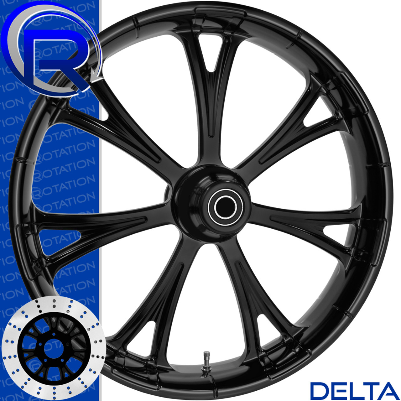 Rotation Delta Black Softail Dyna VRod Sportster Wheel Rotation Delta Black Softail Dyna VRod Sportster Wheel