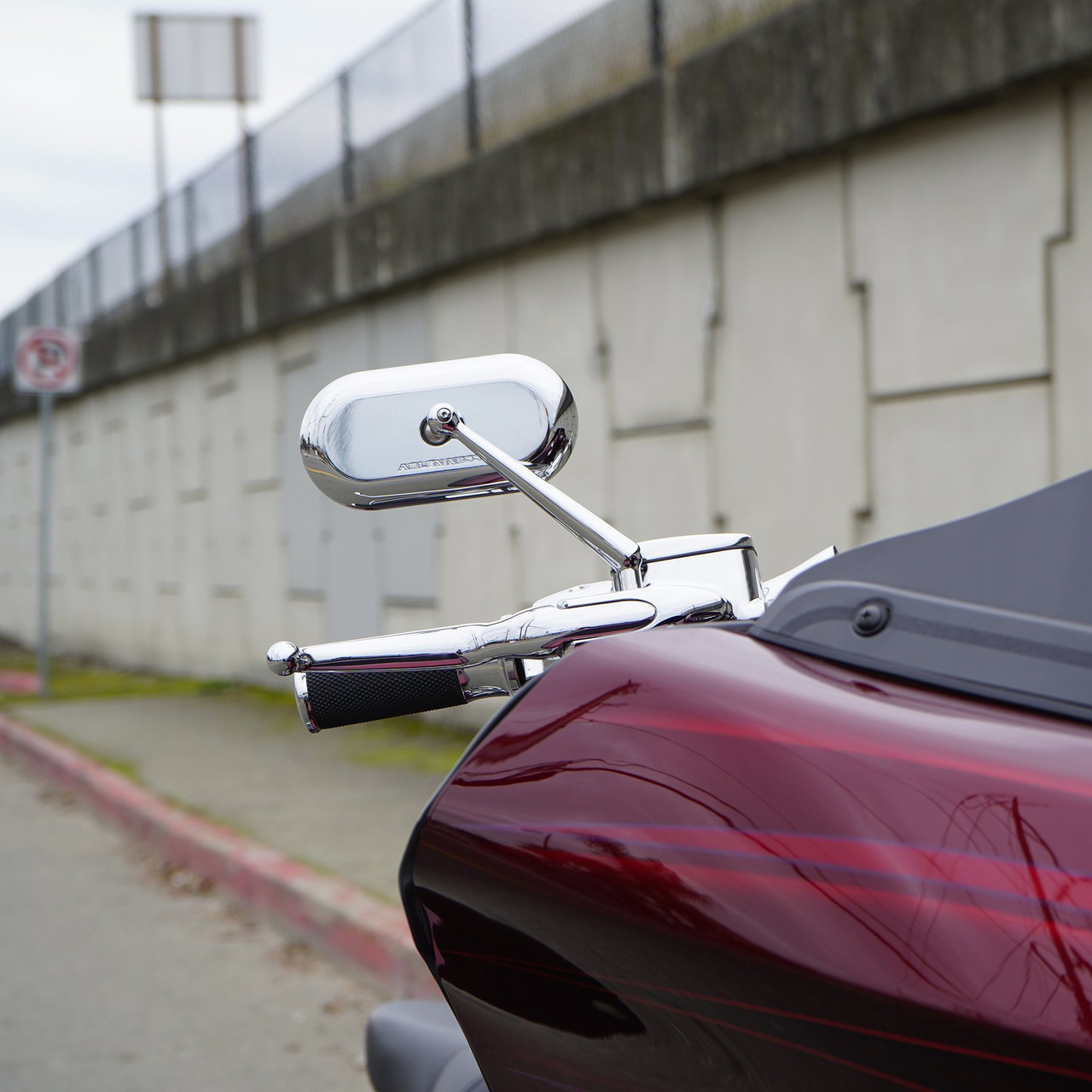 Arlen Ness Oval Mirror Chrome Harley | rotationwheels.com