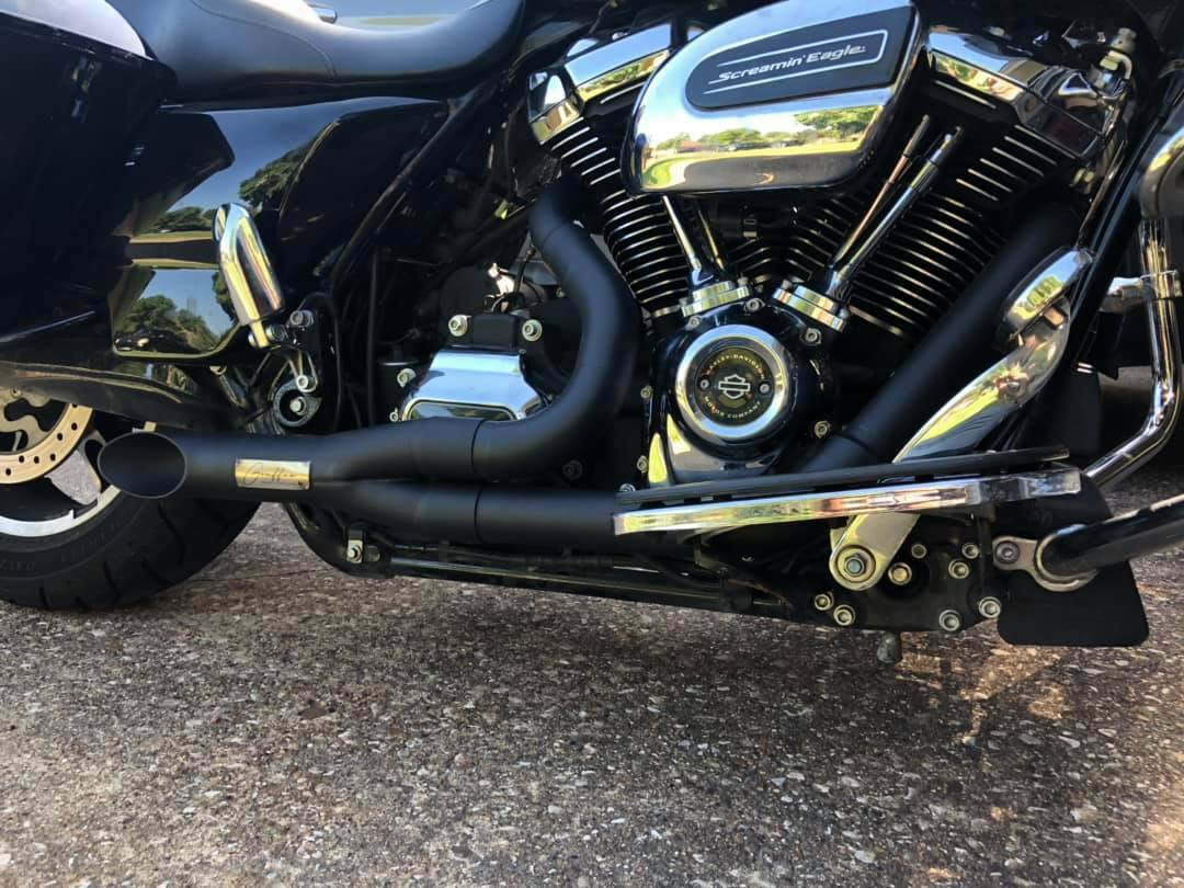 Graffeo 2-in-1 Slash Cut 3" Exhausts for Harley - Black Cerakote
