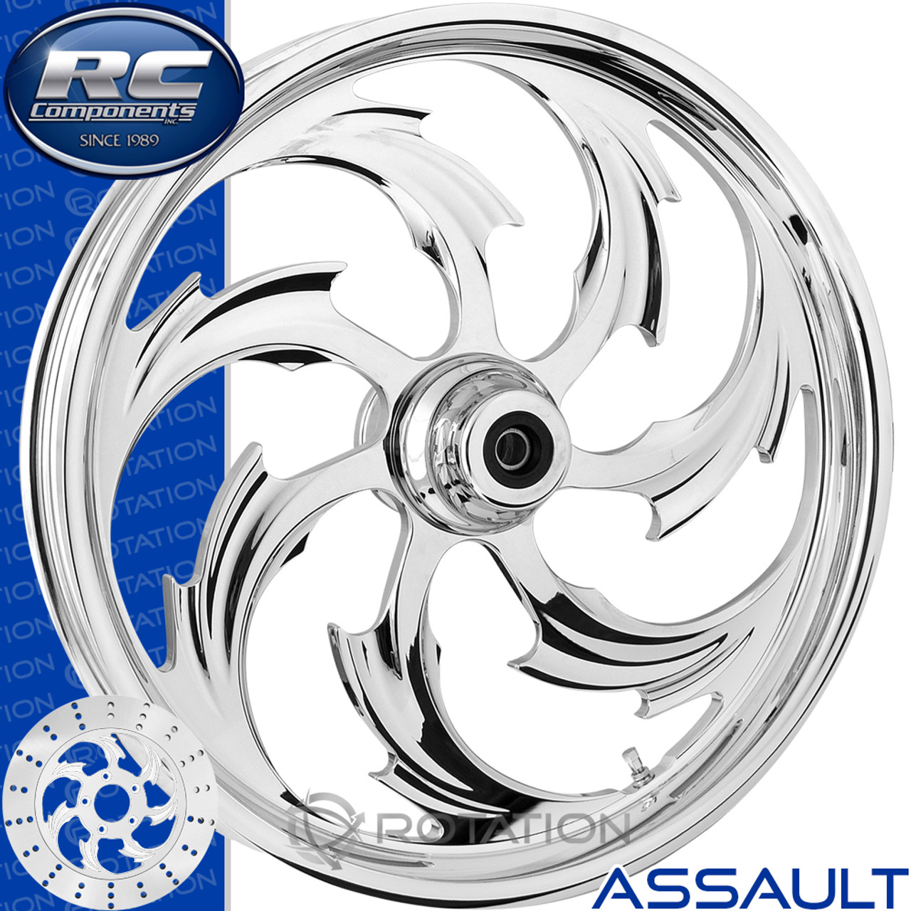 RC Component Assault Chrome Softail Dyna VRod Sportster Wheel RC Component Assault Chrome Softail Dyna VRod Sportster Wheel