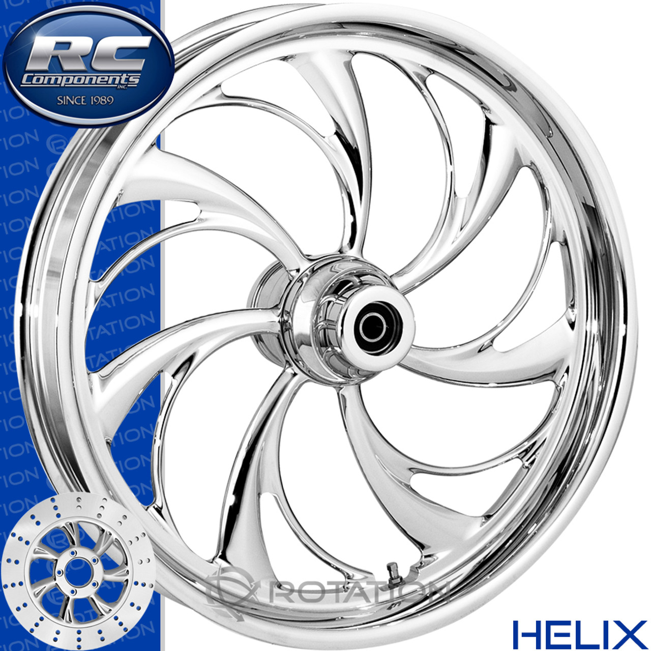 RC Component Helix Chrome Softail Dyna VRod Sportster Wheel RC Component Helix Chrome Softail Dyna VRod Sportster Wheel